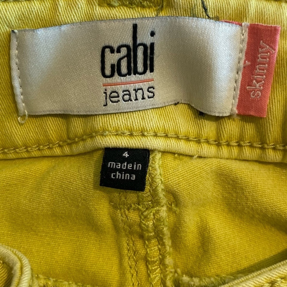 Cabi Womens Skinny Jeans Size 4 Citron Yellow Denim Stretch #5084 - Picture 4 of 7